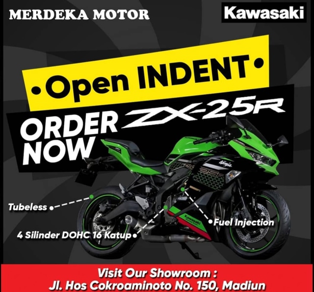 Postingan Kawasaki Madiun yang membuka inden atau pre -order untuk Ninja 250 4-Silinde. Foto: dok, Istimewa