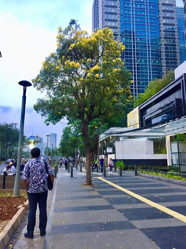 Suasana jalur pejalan kaki di sekitar Jalan Sudirman. Foto: Darin Atiandina/kumparan