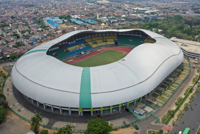 Foto udara Stadion Patriot Candrabhaga di Bekasi, Jawa Barat. Foto: ANTARA FOTO/Hafidz Mubarak A