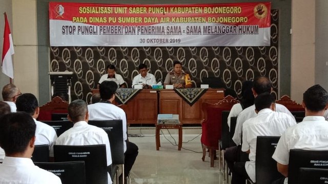 Sosialisasi Saber Pungli, di Dinas PU Sumber Daya Air Kabupaten Bojonegoro. Rabu (30/10/2019)
