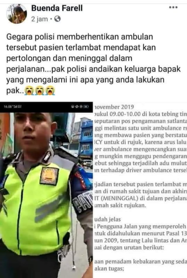 Hoaxbuster: Pria di Sumut Tak Meninggal Akibat Ambulans Disetop Polisi (139267)