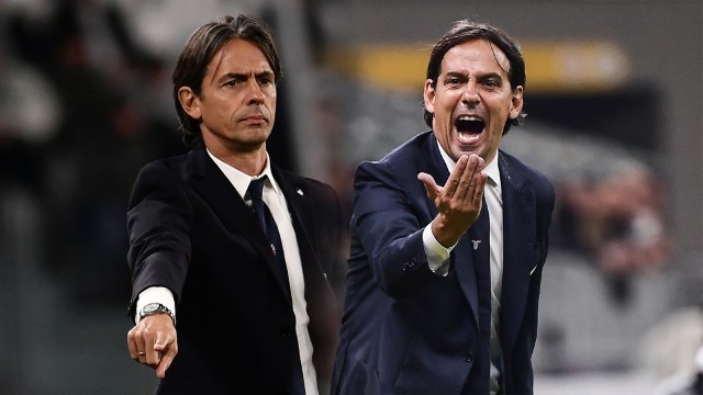 Filippo Inzaghi dan Simone Inzaghi. Foto: AFP/Marco Bertorello
