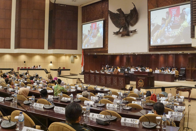 Suasana sidang paripurna luar biasa DPD RI ke-1 di komplek Parlemen Senayan, Jakarta, Senin (4/11/2019). Foto: Helmi Afandi Abdullah/kumparan