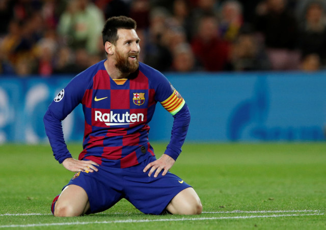 Lionel Messi di laga Barcelona v Slavia