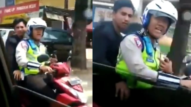 Polisi Ditegur Warga Saat Kendarai Motor Sambil Main Ponsel 