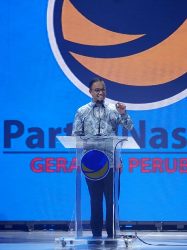 Gubernur DKI Jakarta Anies Baswedan memberikan pidato pada Kongres II Partai NasDem, Jakarta, Jumat (8/11/2019). Foto: Fanny Kusumawardhani/kumparan