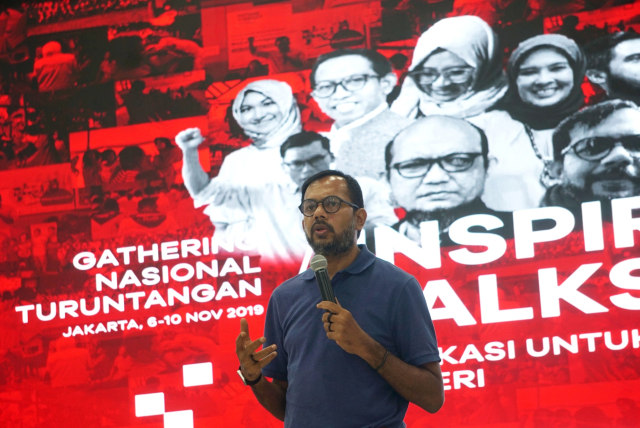 Aktivis HAM Haris Azhar hadiri acara Inspiring Talks Dedikasi untuk Negeri di Jakarta, Sabtu (9/11). Foto: Fanny Kusumawardhani/kumparan 