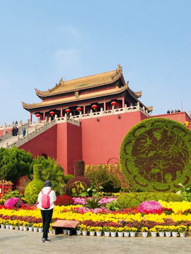 Warna-warni Bunga Krisan di bagian bawah Singasana Kaisar Dinasti Song di Kota Kaifeng, Provinsi Henan, China. Foto: Rizki Maulida/acehkini 