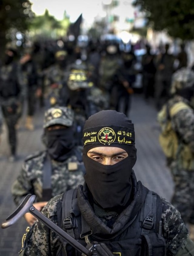 Milisi Gerakan Jihad Islam di Jalur Gaza, Palestina. Foto: AFP/Anas Baba