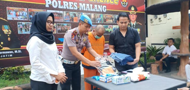 Abdul Jalil saat rilis di Polres Malang.