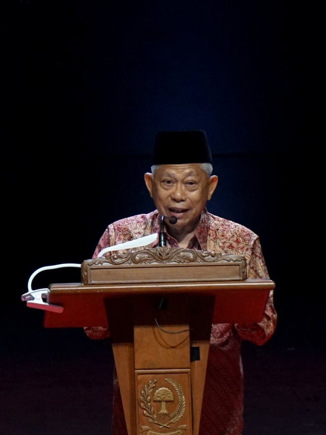 Wakil Presiden Ma'ruf Amin di Rakornas Indonesia Maju di Sentul, Jawa Barat, Rabu (13/11). Foto: Fanny Kusumawardhai/kumparan
