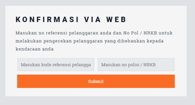 Form konfirmasi tilang elektronik