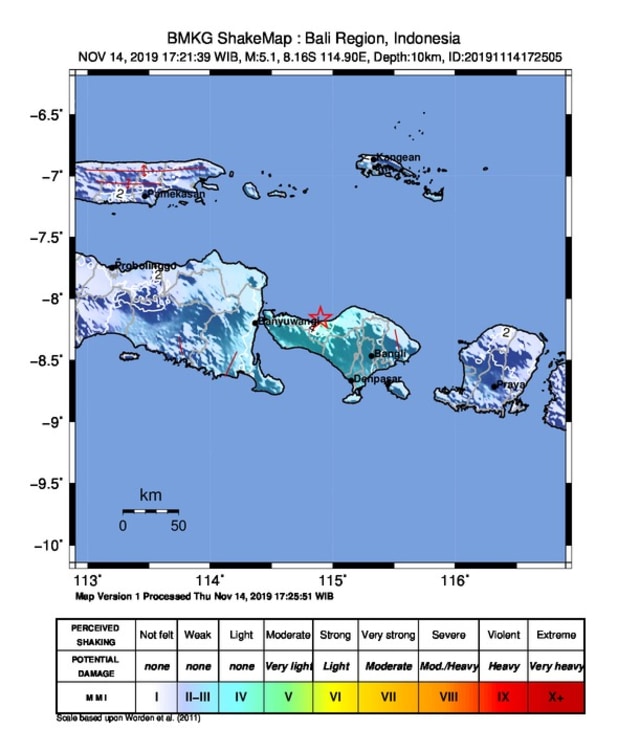 Gempa tektonik 5,0 magnitudo guncang Bali Utara Foto: Pribadi