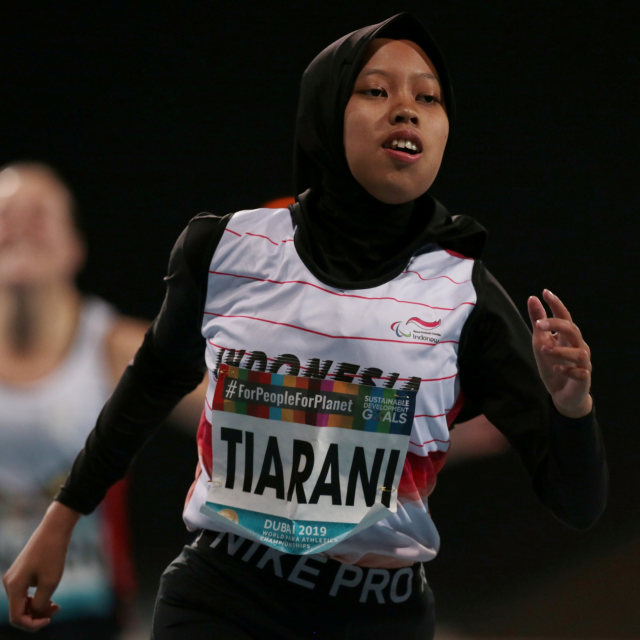Atlet para atletik Indonesia, Karisma Evi Tiarani di Kejuaraan Dunia Para Atletik 2019. Foto: REUTERS/Christopher Pike