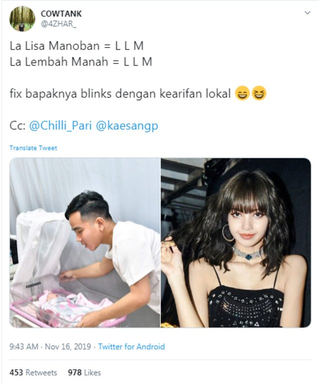 Respons Gibran soal Nama La Lembah Manah Disebut Mirip Lisa Blackpink (159560)