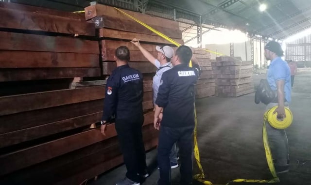 Kayu Merbau Diduga Ilegal Asal Maluku Tengah Disita di Surabaya