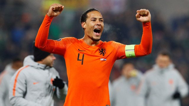 Virgil van Dijk merayakan kemenangan Timnas Belanda. Foto: REUTERS/David Klein