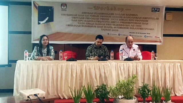 Pembukaan workshop yang digelar KPU Sulawesi Utara terkait dengan peran penting PPK, PPS dan KPPS