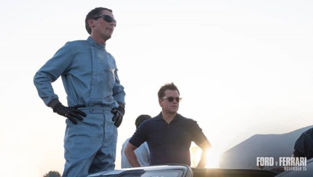 Ken Miles diperankan oleh Christian Bale (kiri) dan Caroll Shelby yang diperankan oleh Matt Damon (kanan) | Photo by @fordvferrari on Instagram