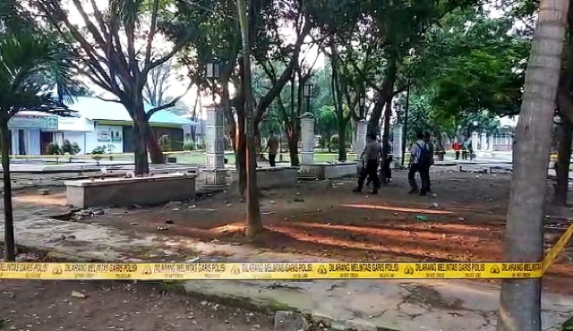 Lokasi bentrok dua kelompok mahasiswa di dalam kampus HKBP Nommensen. Foto: Dok. Istimewa