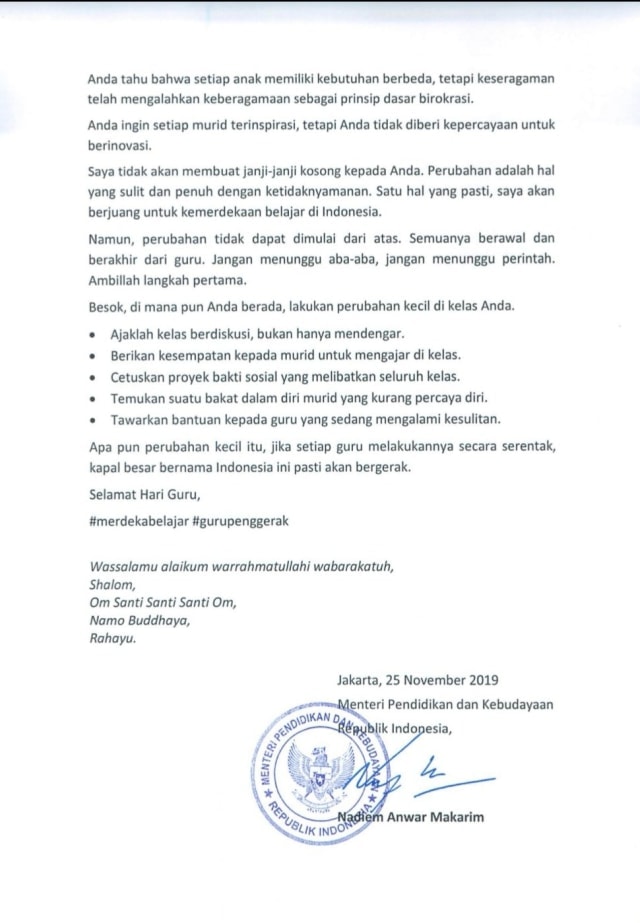 Quotes Nadiem Makarim di Hari Guru Nasional (292286)