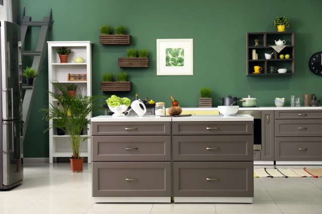 Ilustrasi warna hijau pada dapur  Foto: Shutterstock 