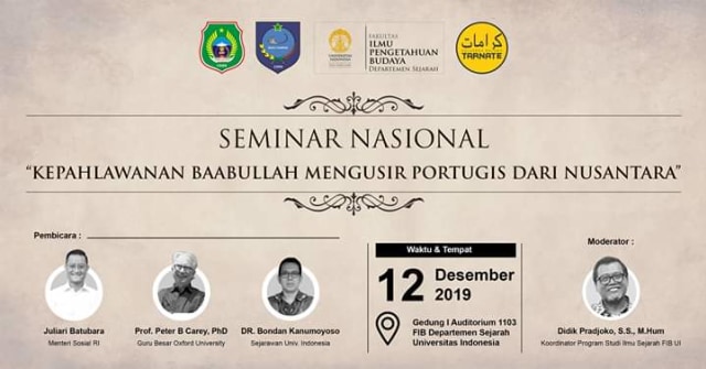 Informasi Seminar Nasional Kepahlawanan Sultan Baabullah.