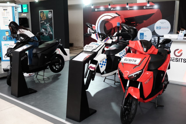 Booth Motor Gesits di IIMS MotoBike Expo 2019 Foto: Bangkit Jaya Putra/kumparan