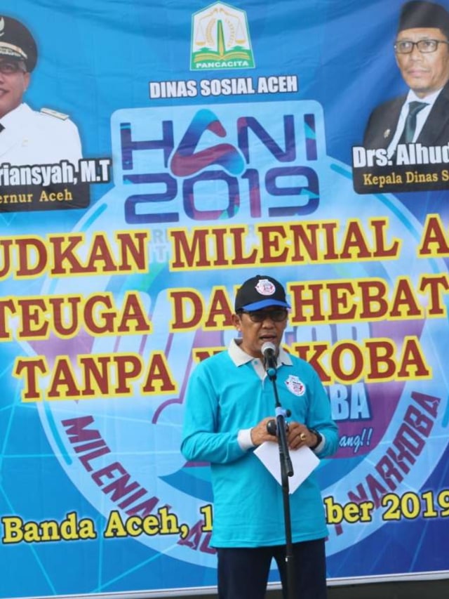 Kepala Dinas Sosial Aceh, Alhudri saat membuka kegiatan hari anti narkoba internasional di Aceh, Minggu (1/12) Foto: Dok. Dinas Sosial Aceh