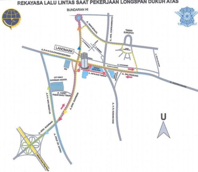 Rekayasa Lalu Lintas untuk pengerjaan Proyek LRT Cawang-Dukuh Atas. Foto: Twitter/@TMCPoldaMetro