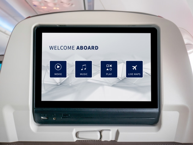 Ilustrasi in-flight entertainment di pesawat