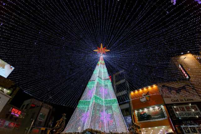 com-Suasana Busan Christmas Tree Culture Festival di Korea. Foto: Shutterstock