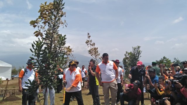 Menteri LHK saat menanam Pohon Macamadamia di Kota Batu. foto:RezzaDoa-tugumalang.id