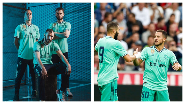 Jersi ketiga Real Madrid yang berwarna hijau. Foto: Instagram/realmadrid