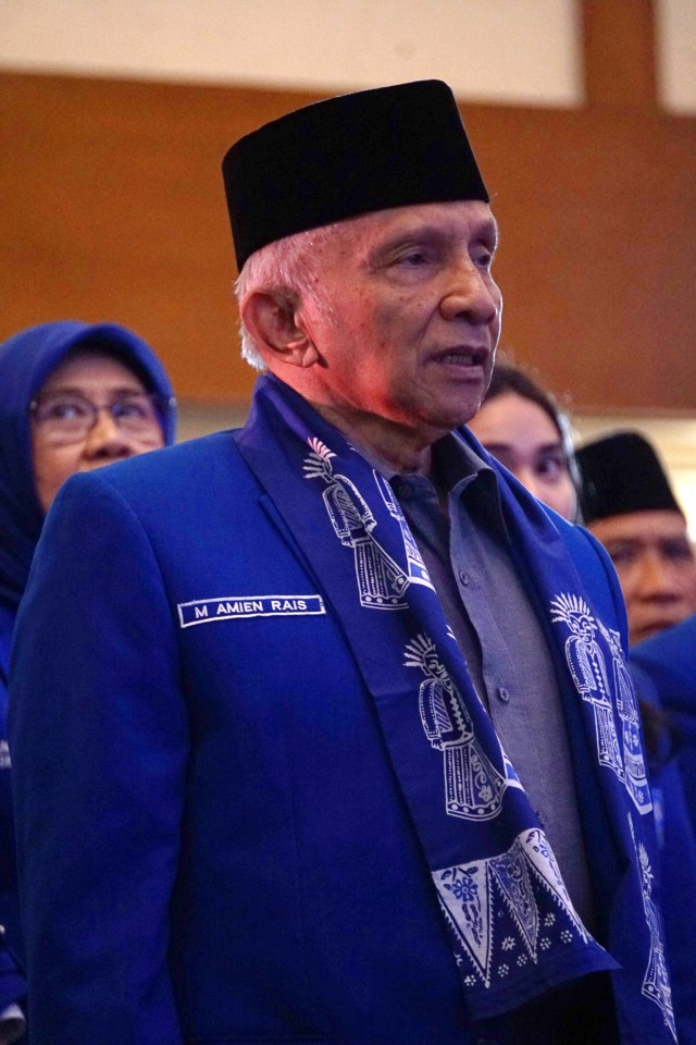 Ketua Dewan Kehormatan PAN Amien Rais saat Rapat Kerja Nasional PAN Tahun 2019 di Millennium Hotel, Jakarta Pusat, Sabtu (7/12).
 Foto: Irfan Adi Saputra/kumparan