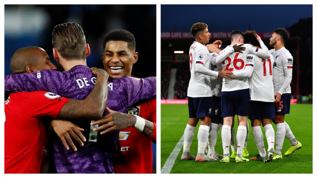 Manchester United dan Liverpool menang di pekan ke-16 Premier League 2019/20. Foto: Action Images via Reuters/Jason Cairnduff & REUTERS/Dylan Martinez