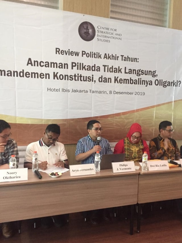 Diskusi CSIS dengan Ancaman Pilkada Tidak Langsung, Amandemen Konstitusi, dan Kembalinya Oligarki? di Ibis Hotel, Jakarta Pusat. Foto: Raga Imam/kumparan 