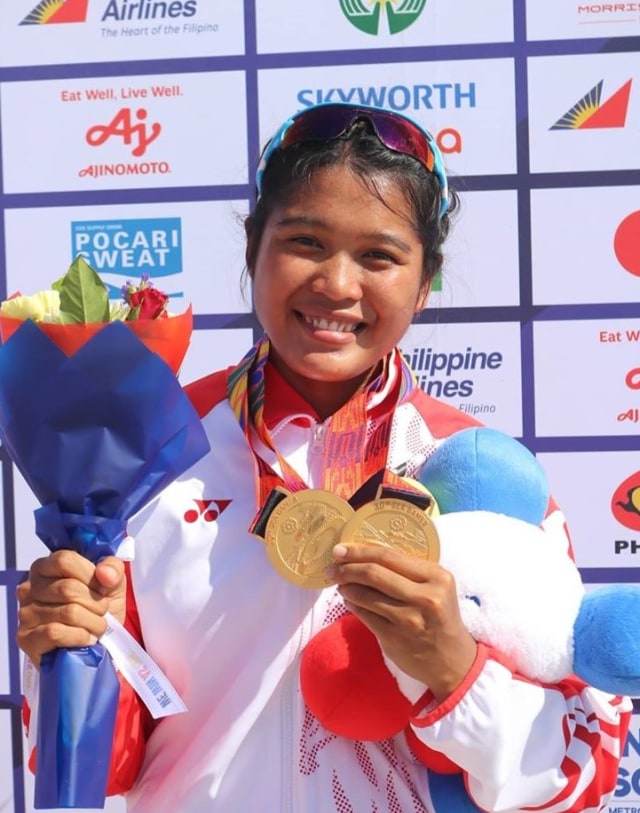 Ramlah Baharuddin, atlet dayung asal Sulawesi Barat berhasil mempersembahkan 2 medali emas dan 2 medali perak bagi Indonesia. Foto: Dok. Pribadi