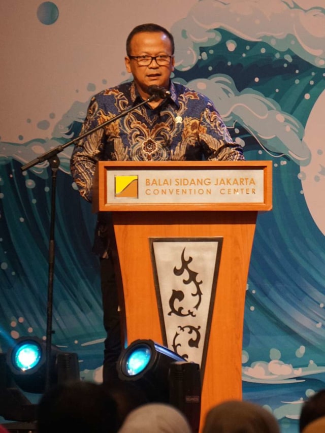 Menteri KKP Edhy Prabowo menghadiri Marine and Fisheries Buisness Invesment Forum (MFBIF), Jumat (13/12). Foto: Fanny Kusumawardhani/kumparan