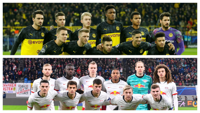 Penggawa Borussia Dortmund dan RB Leipzig musim 2019/20. Foto: REUTERS/Leon Kuegeler & Matthias Rietschel