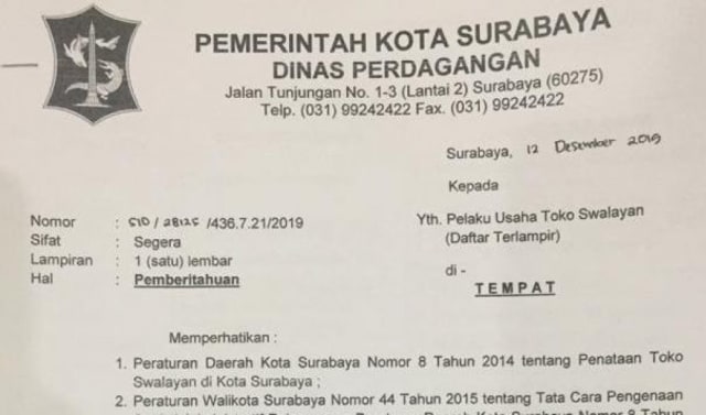 Ini Perda yang Mengatur Jam Operasional Toko Modern di Surabaya