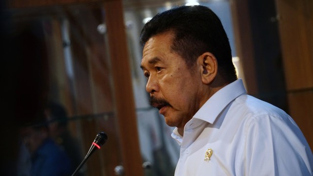 Konferensi pers Jaksa Agung ST Burhanuddin terkait penanganan dan perkembangan penyidikan dugaan tindak pidana korupsi di PT. Asuransi Jiwasraya ( Persero ). Foto: Jamal Ramadhan/kumparan