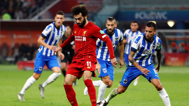 Mohammed Salah di laga Monterrey vs Liverpool. Foto:  REUTERS/Kai Pfaffenbach