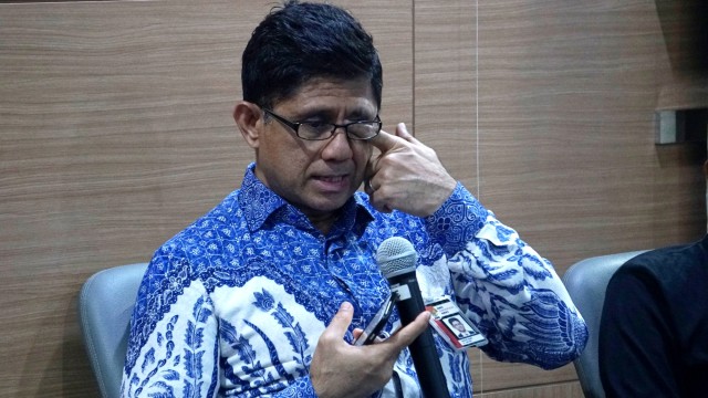 Pimpinan KPK Laode M Syarif saat dialog publik dengan topik “Jangan Biarkan Lilin Perjuangan Pemberantasan Korupsi Padam” di Gedung KPK C1, Jakarta. Foto: Irfan Adi Saputra/kumparan