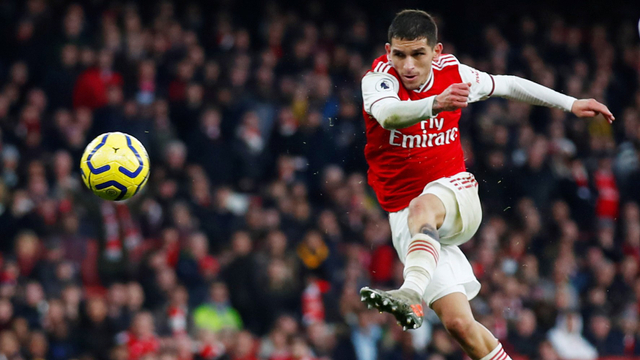 Lucas Torreira, pemain Arsenal. Foto: REUTERS/Eddie Keogh