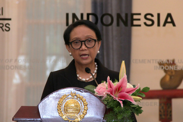 Menteri Luar Negeri Indonesia, Retno Marsudi, di Kementerian Luar Negeri, Jakarta, Jumat (10/1) Foto: Nugroho Sejati/kuparan