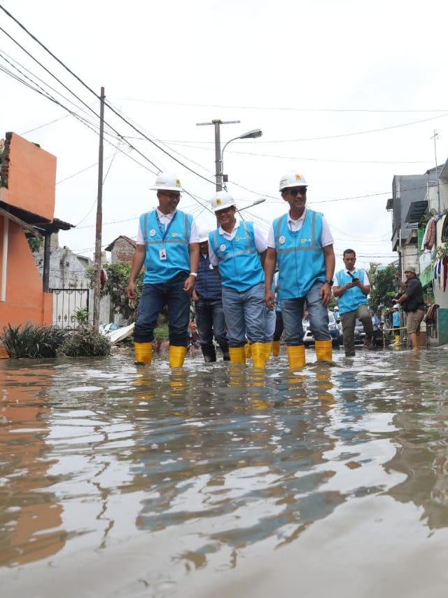 PLN mengecek instalasi listrik rumah warga yang kena banjir. Foto: Dok. PLN