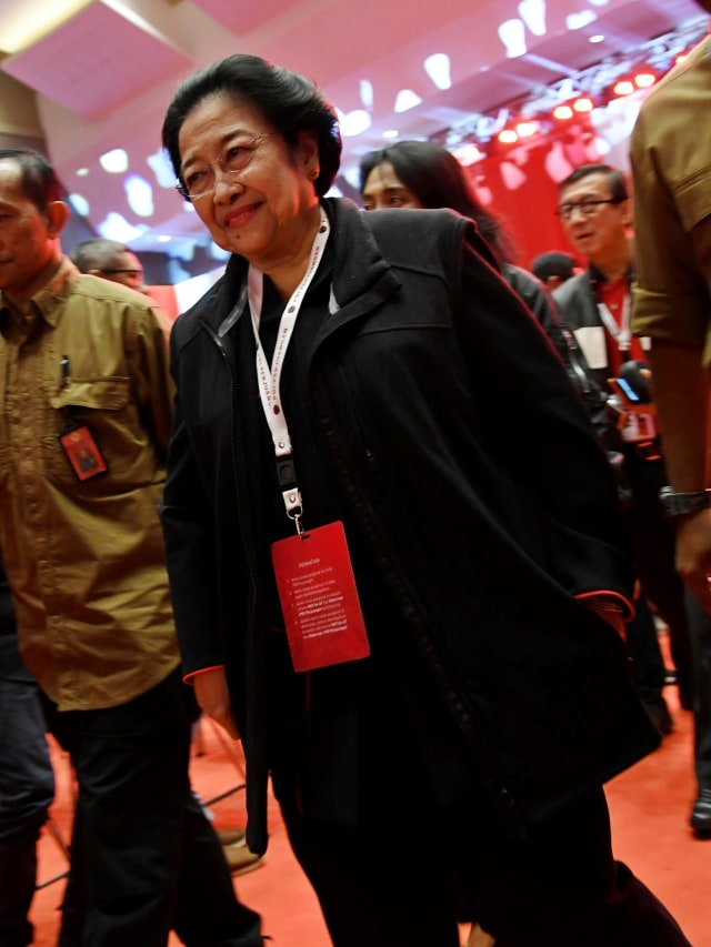 Ketua Umum PDIP Megawati Soekarnoputri menghadiri penutupan Rakernas I PDIP di Jakarta, Minggu (12/1/2020). Foto: ANTARA FOTO/Aditya Pradana Putra