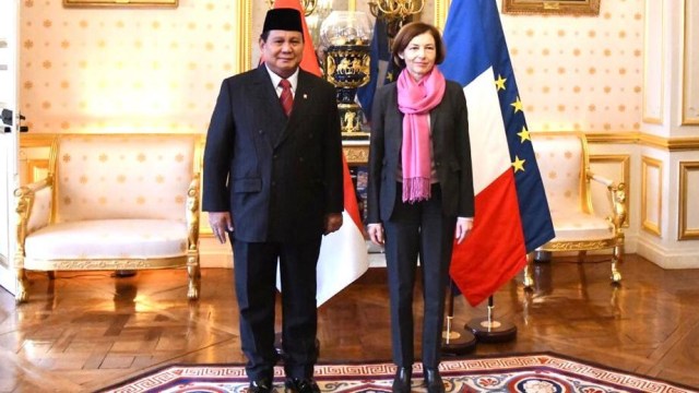 Menteri Pertahanan Prabowo Subianto (kiri) bertemu dengan Menteri Pertahanan Prancis Florence Parly di Paris, Prancis.  Foto: Dok. KBRI Paris