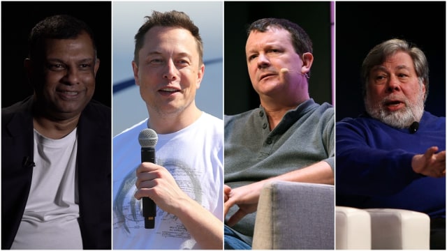 CEO AirAsia Tony Fernandes, CEO SpaceX dan Tesla Elon Musk, Co-Founder dan mantan CEO WhatsApp Brian Acton, dan Co-Founder Apple Steve Wozniak. Foto: Istimewa